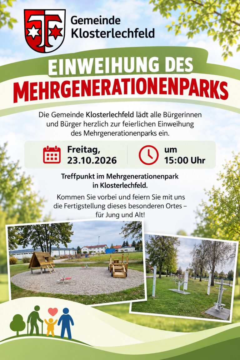Einladung zur Eröffnung des Mehrgenerationenparks in Klosterlechfeld am 23.10.2026