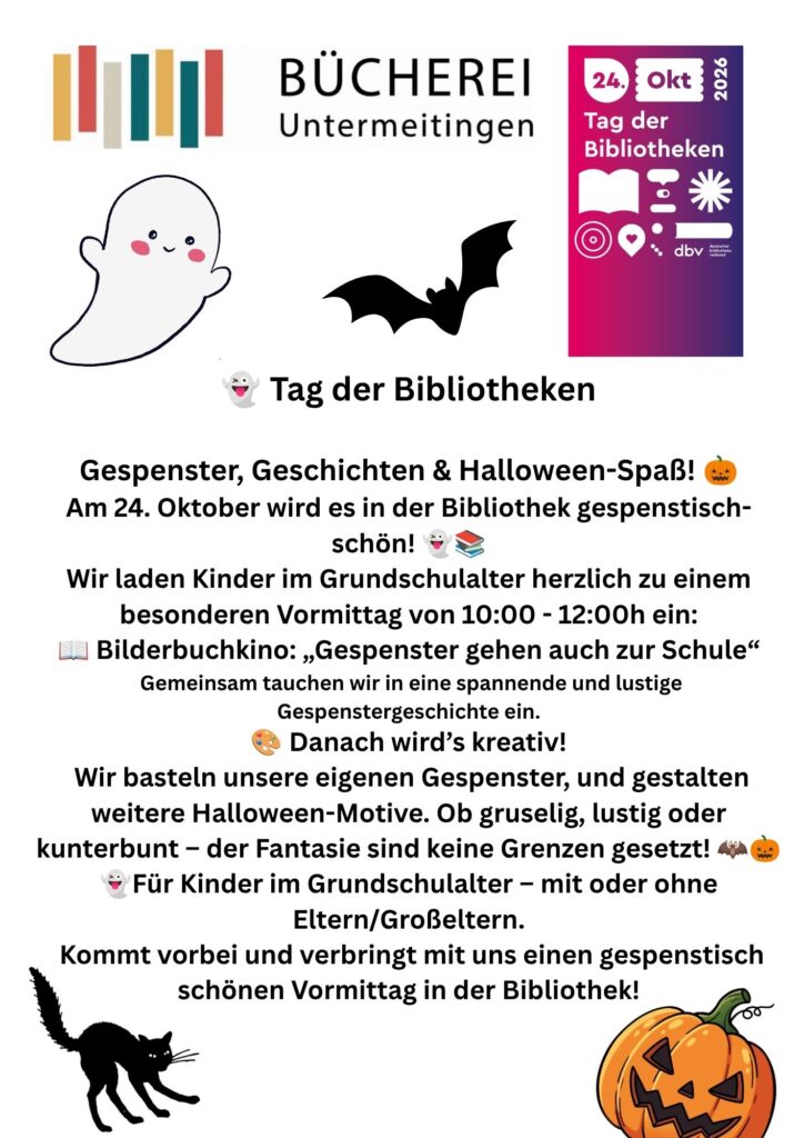 Einladungsflyer zum Tag der Bibliotheken am 24.10.in der Bücherei Untermeitingen